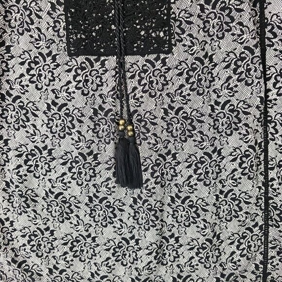 Solitare Top Womens S Black Bohemian Floral Strappy Tasseled Hippie Chic Beads - Picture 2 of 8